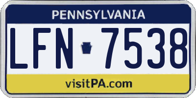 PA license plate LFN7538