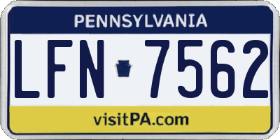 PA license plate LFN7562