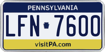 PA license plate LFN7600
