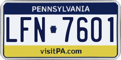 PA license plate LFN7601