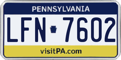 PA license plate LFN7602