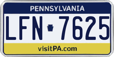 PA license plate LFN7625