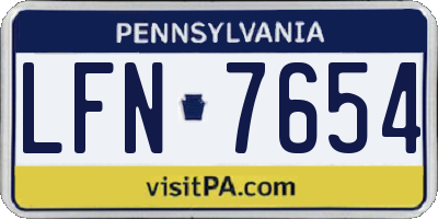 PA license plate LFN7654