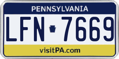 PA license plate LFN7669