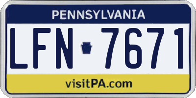 PA license plate LFN7671