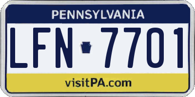 PA license plate LFN7701
