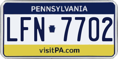 PA license plate LFN7702