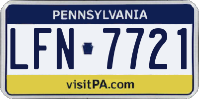 PA license plate LFN7721
