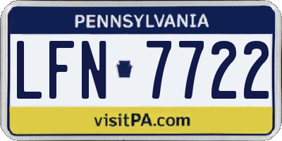 PA license plate LFN7722