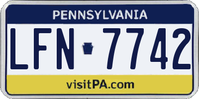 PA license plate LFN7742