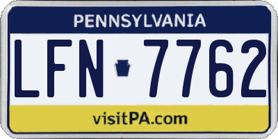 PA license plate LFN7762