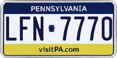 PA license plate LFN7770