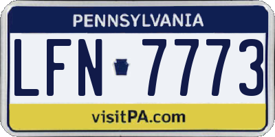 PA license plate LFN7773
