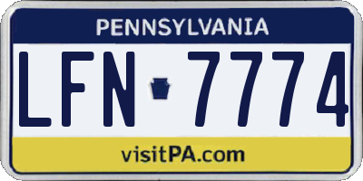 PA license plate LFN7774