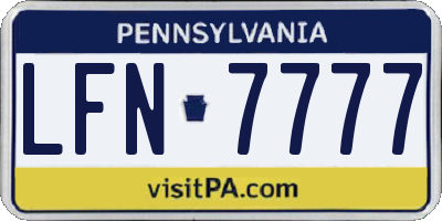 PA license plate LFN7777