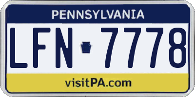 PA license plate LFN7778