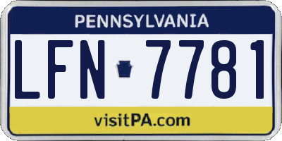 PA license plate LFN7781