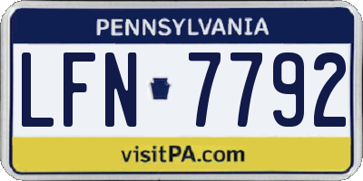 PA license plate LFN7792
