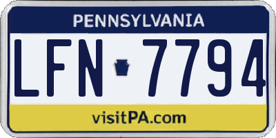 PA license plate LFN7794