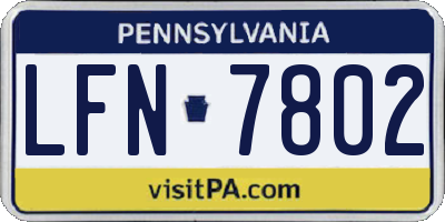 PA license plate LFN7802