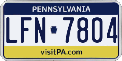 PA license plate LFN7804