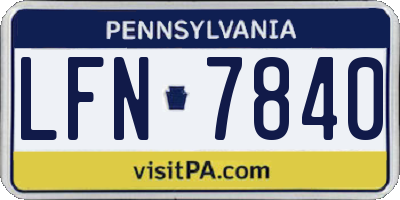 PA license plate LFN7840