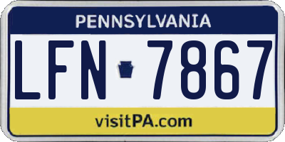 PA license plate LFN7867
