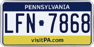 PA license plate LFN7868