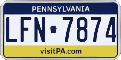 PA license plate LFN7874