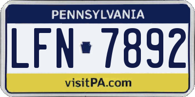 PA license plate LFN7892