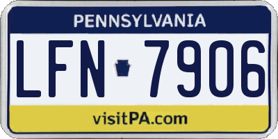 PA license plate LFN7906