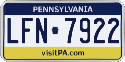 PA license plate LFN7922