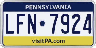 PA license plate LFN7924