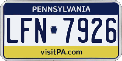 PA license plate LFN7926