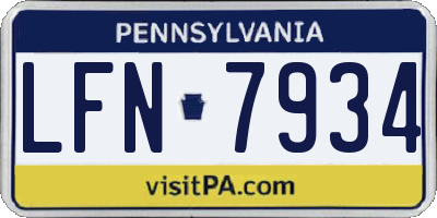 PA license plate LFN7934