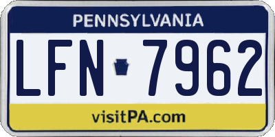 PA license plate LFN7962