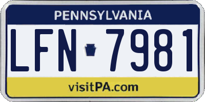 PA license plate LFN7981