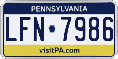 PA license plate LFN7986