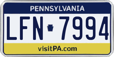 PA license plate LFN7994