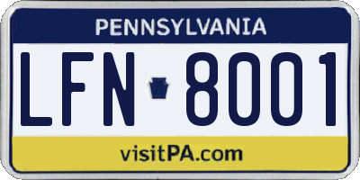 PA license plate LFN8001