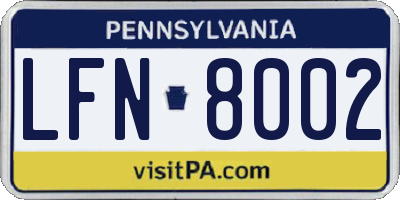 PA license plate LFN8002