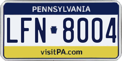 PA license plate LFN8004