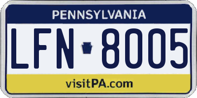 PA license plate LFN8005