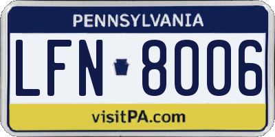 PA license plate LFN8006