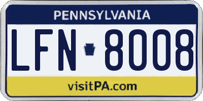 PA license plate LFN8008