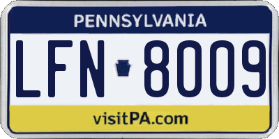 PA license plate LFN8009