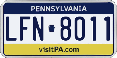 PA license plate LFN8011