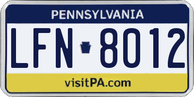 PA license plate LFN8012