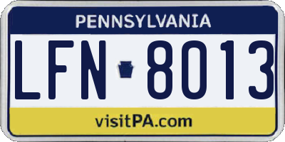 PA license plate LFN8013