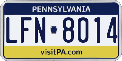 PA license plate LFN8014